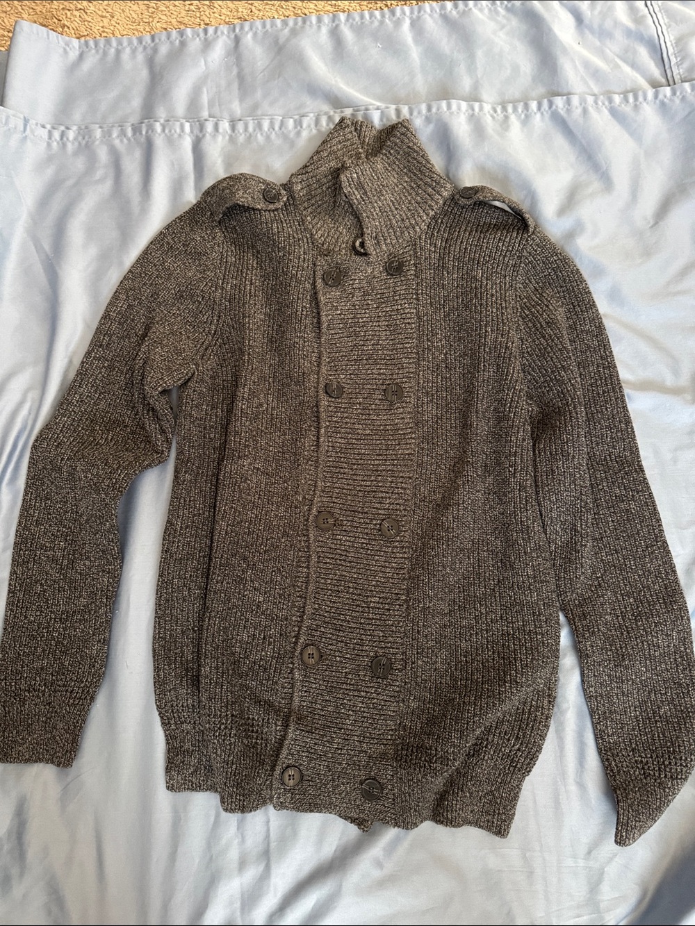 H&M Women's Double-Breasted Dark Gray Knit Cardigan